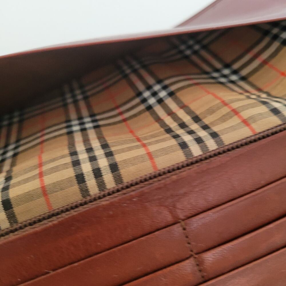 Burberry Leather Wallet Brown Clutch Logo Large Nova Designer Vintage Slim - Picture 8 of 14